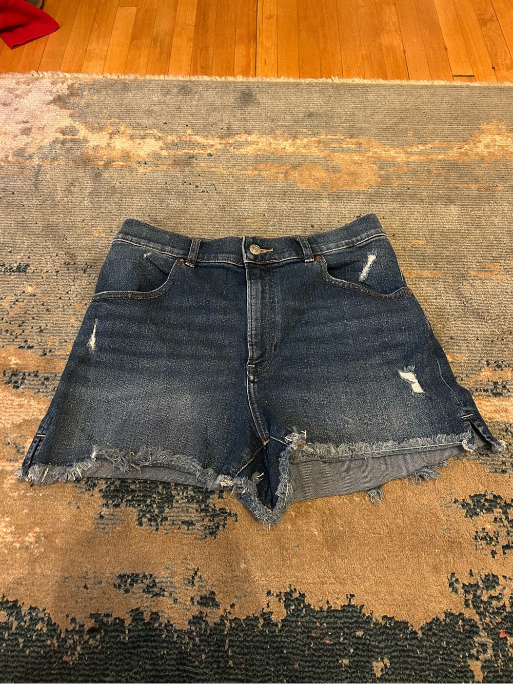 Express Dark Blue Distressed Denim Shorts